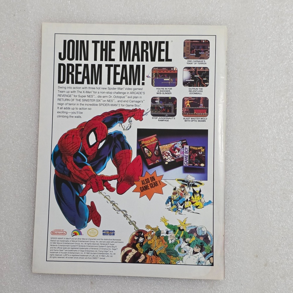 Vintage Print Ad Spider-Man X-Men videogame Marvel Dream Team Nintendo 8x10 1992